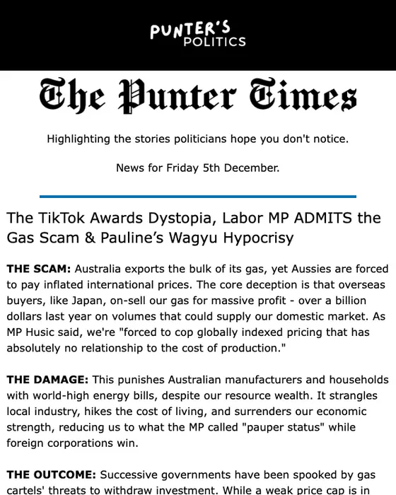 PuntersPolitics newsletter email