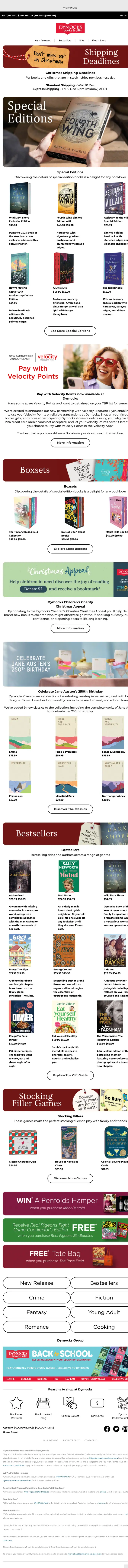 Dymocks Booklover promotional email, full length
