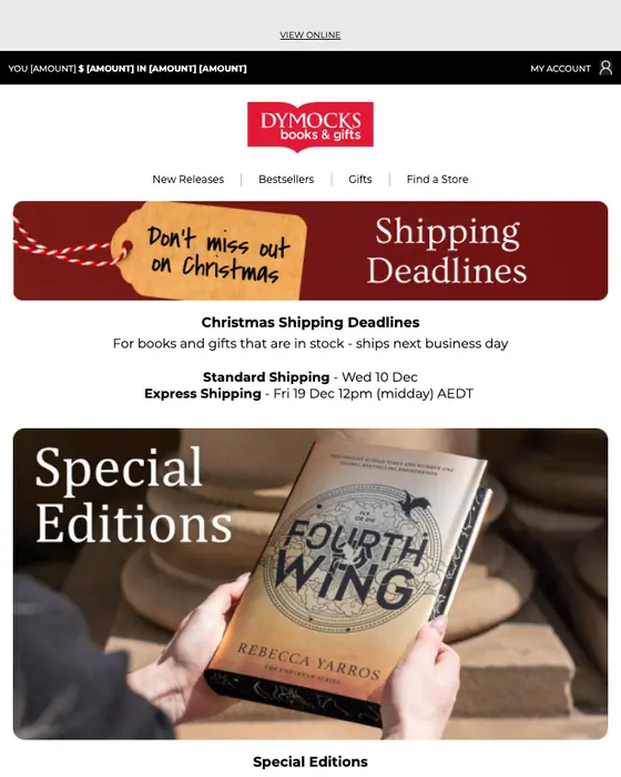 Dymocks Booklover promotional email