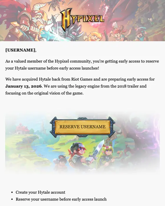 Hypixel Newsletter newsletter email