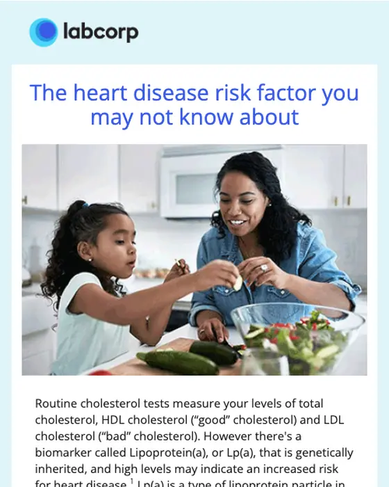 Labcorp promotional email