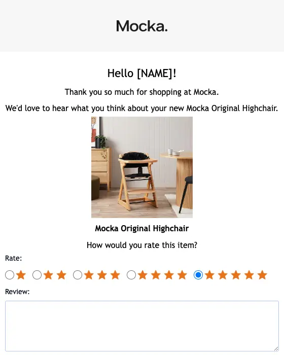 Mocka survey email