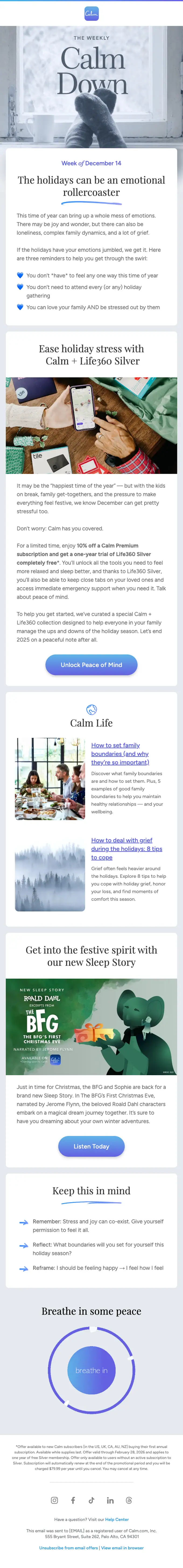 Calm seasonal email, full length