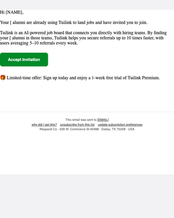Rexpand referral email