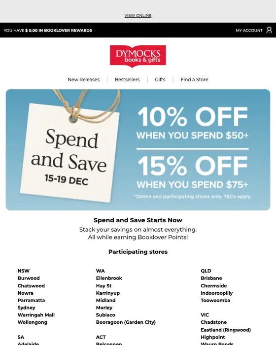 Dymocks Booklover promotional email