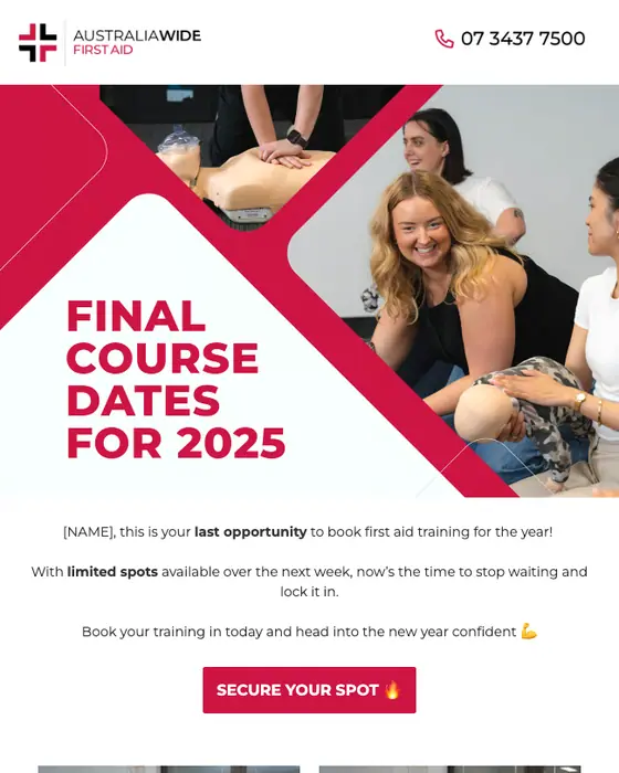 Australia Wide First Aid promotional email