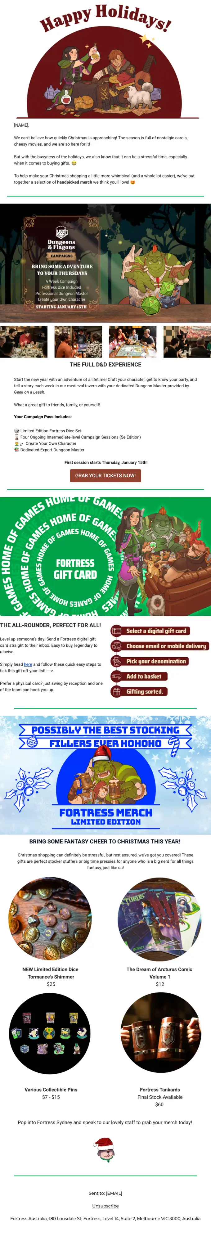 Fortress promotional email, full length