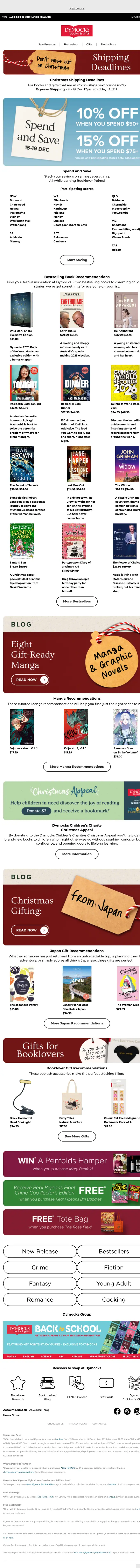 Dymocks Booklover promotional email, full length