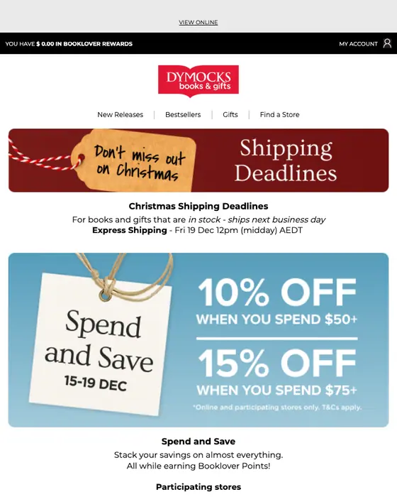 Dymocks Booklover email
