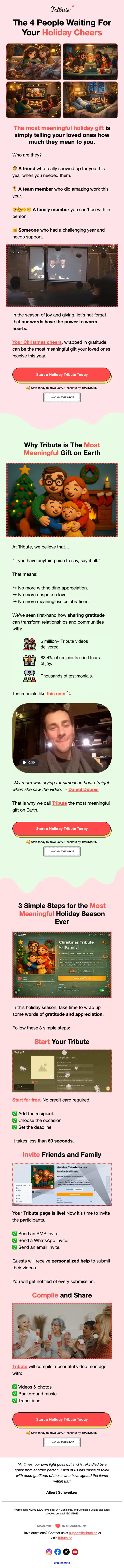 Tribute seasonal email, full length