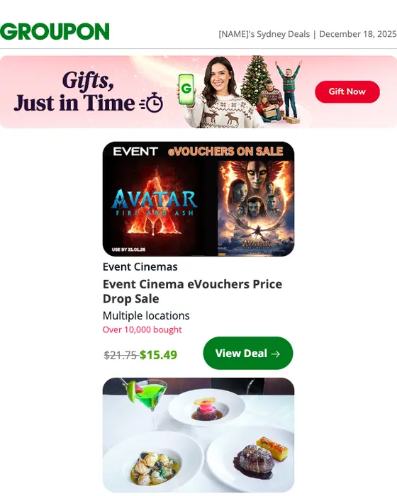 Groupon Sydney sale email