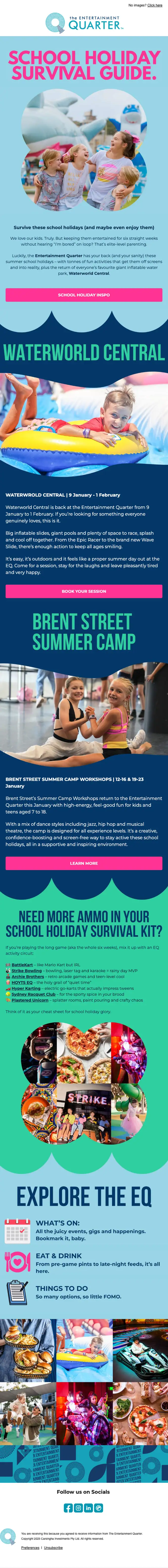 The Entertainment Quarter promotional email, full length