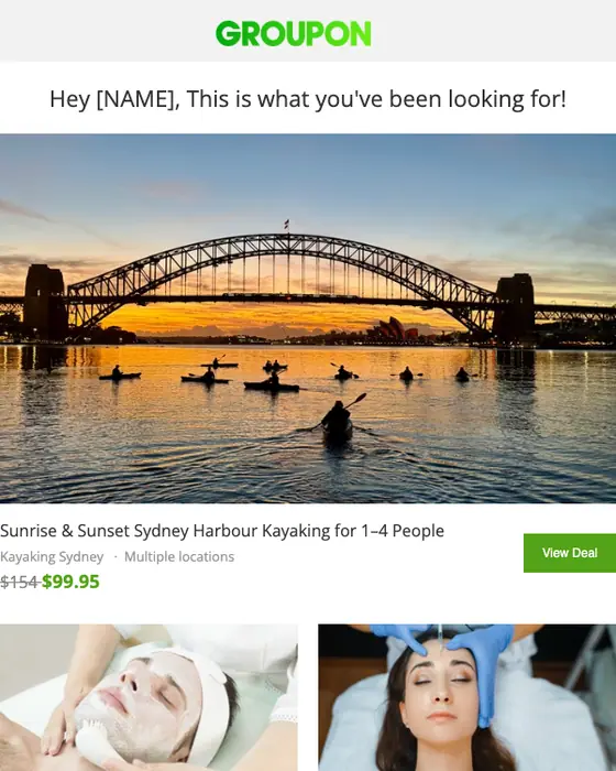 Groupon promotional email