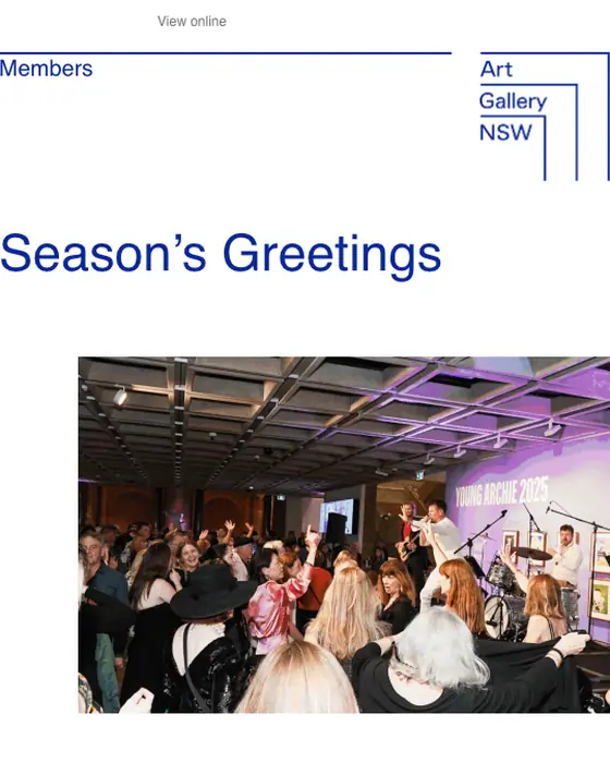 Art Gallery of NSW Members seasonal email