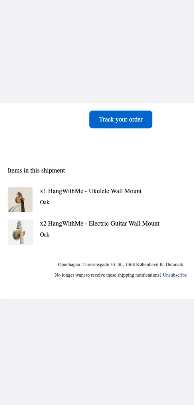 Openhagen shipping email, full length