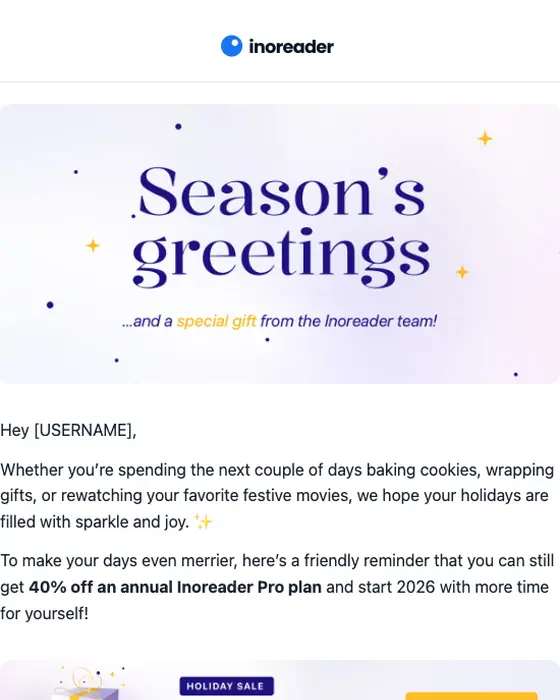 Inoreader discount offer email