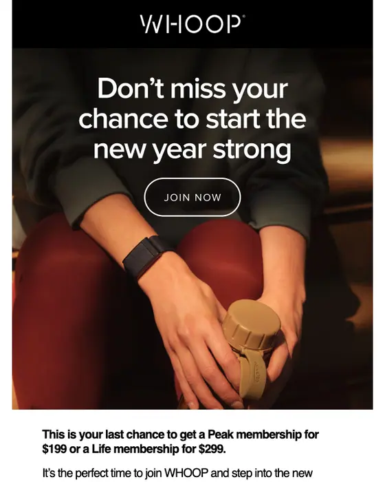 WHOOP promotional email