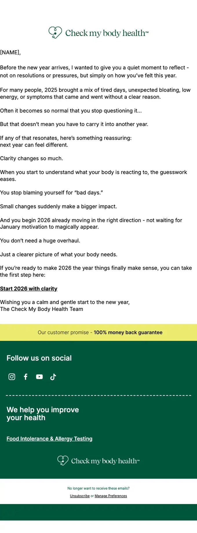 Check My Body Health re engagement email, full length