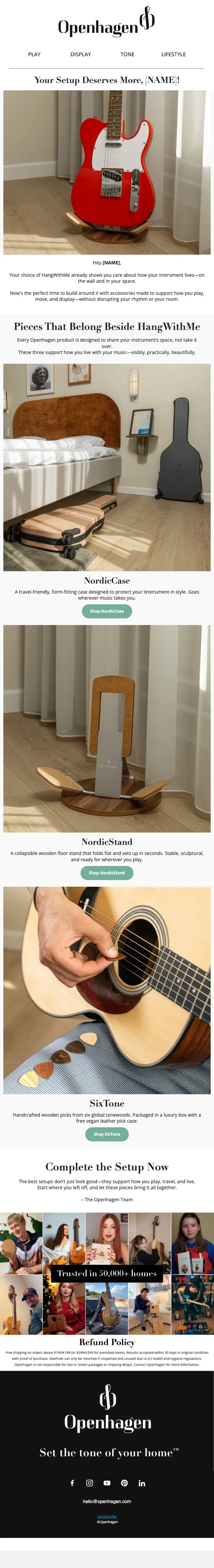 Openhagen promotional email, full length