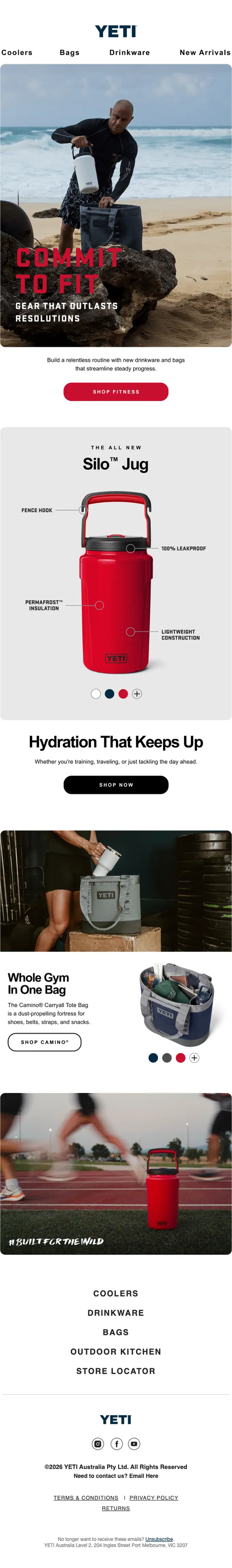 YETI promotional email, full length