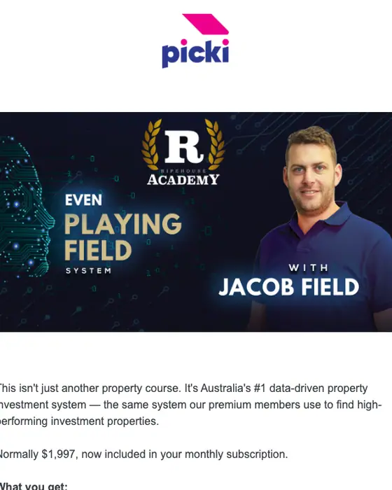 Picki.com.au promotional email