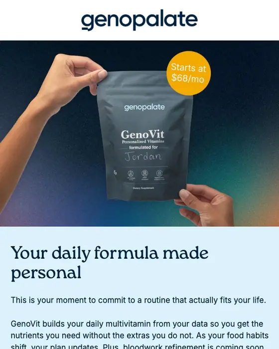 GenoPalate promotional email