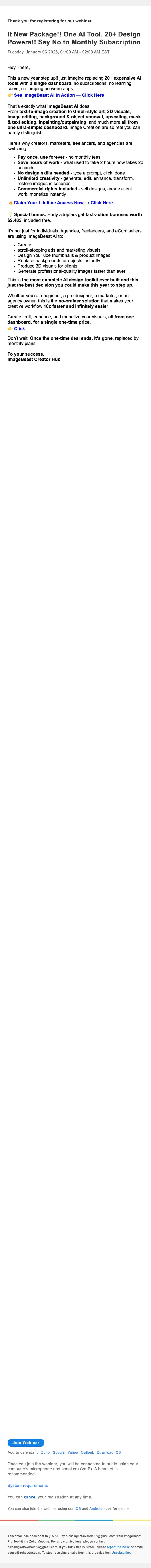 ImageBeast Pro Toolkit promotional email, full length