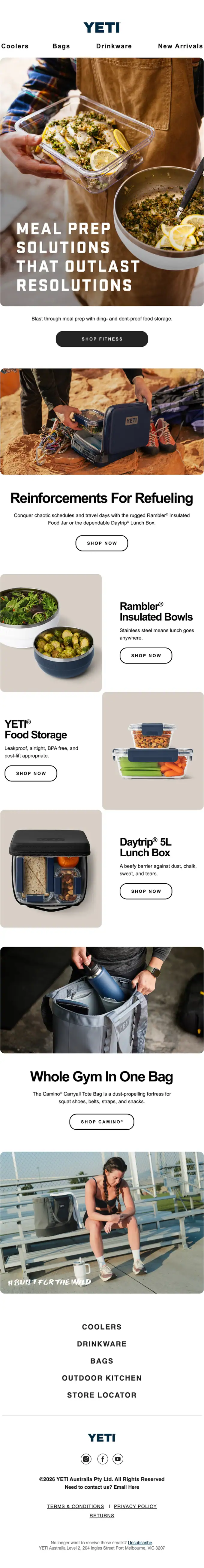 YETI promotional email, full length