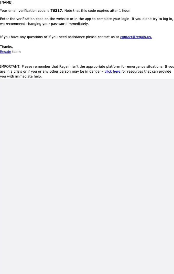 Regain otp email, full length
