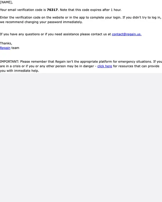 Regain otp email