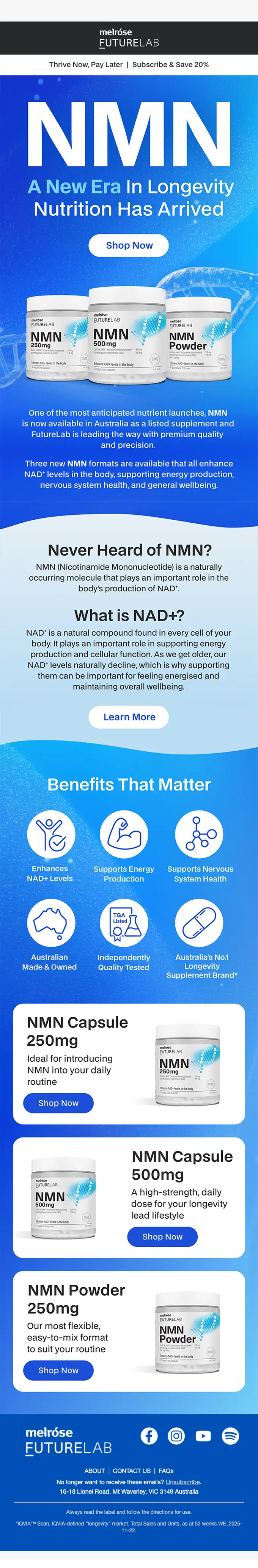 Melrose Health product launch email, full length