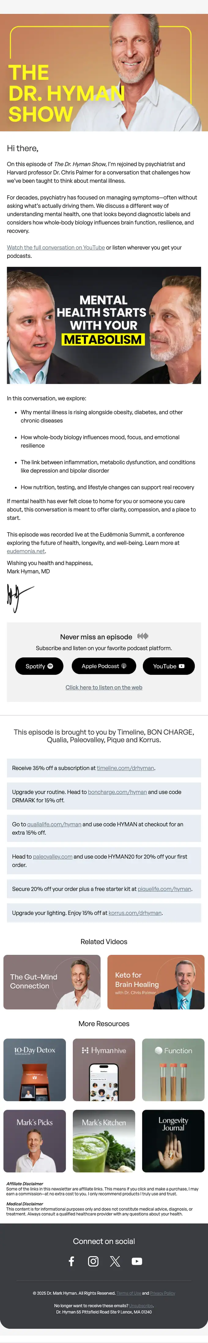 Dr. Mark Hyman newsletter email, full length