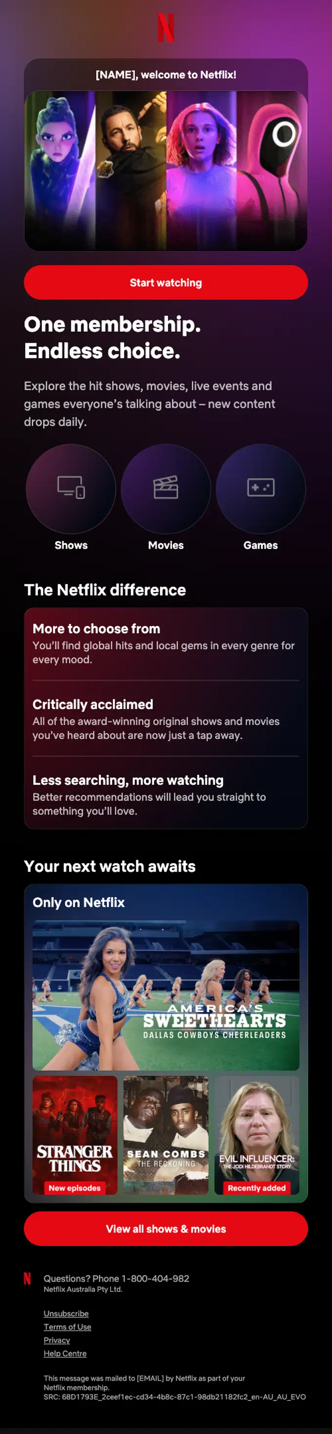 Netflix welcome email, full length