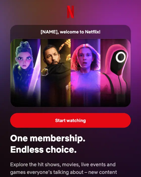 Netflix welcome email