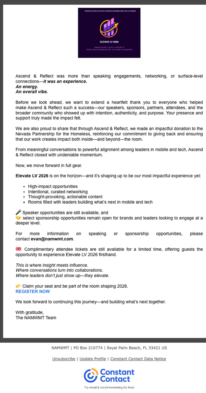 NAMWMT promotional email, full length