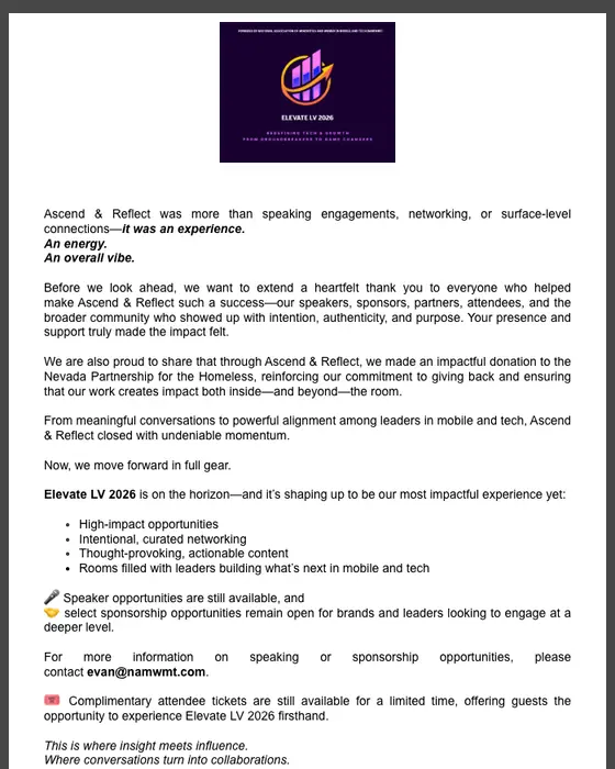 NAMWMT promotional email