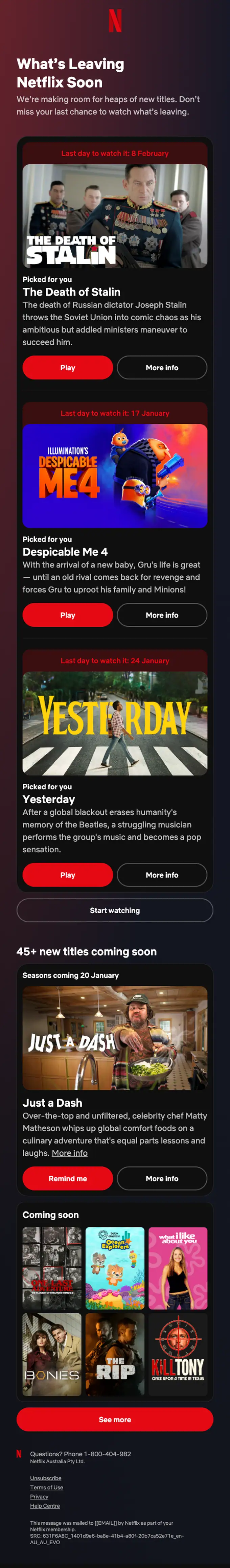Netflix account notice email, full length