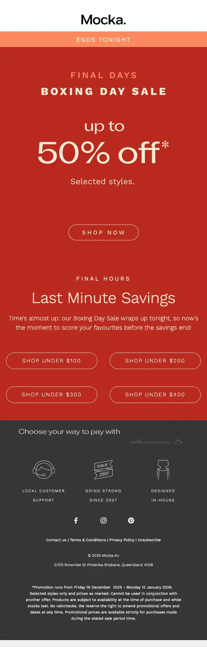 Mocka sale email, full length
