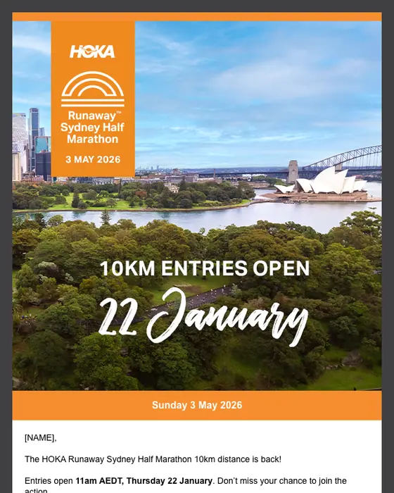 Runaway Sydney Half Marathon promotional email