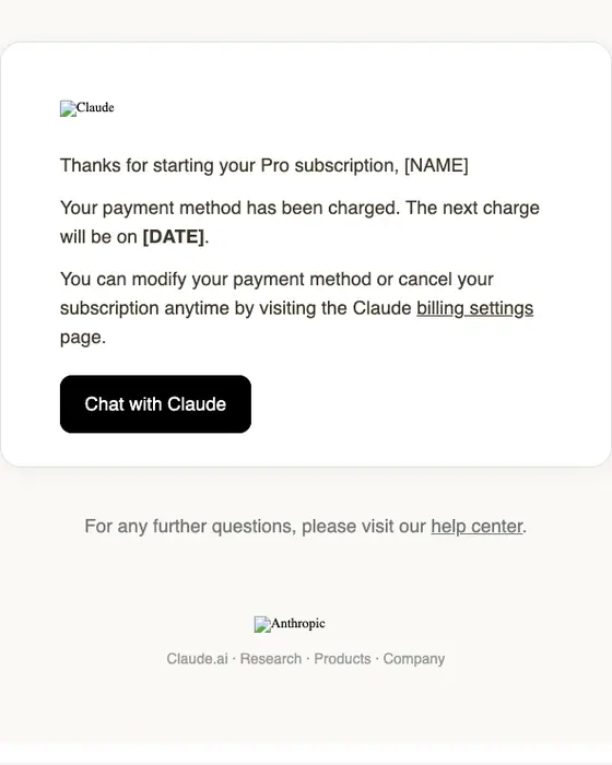 Anthropic subscription email