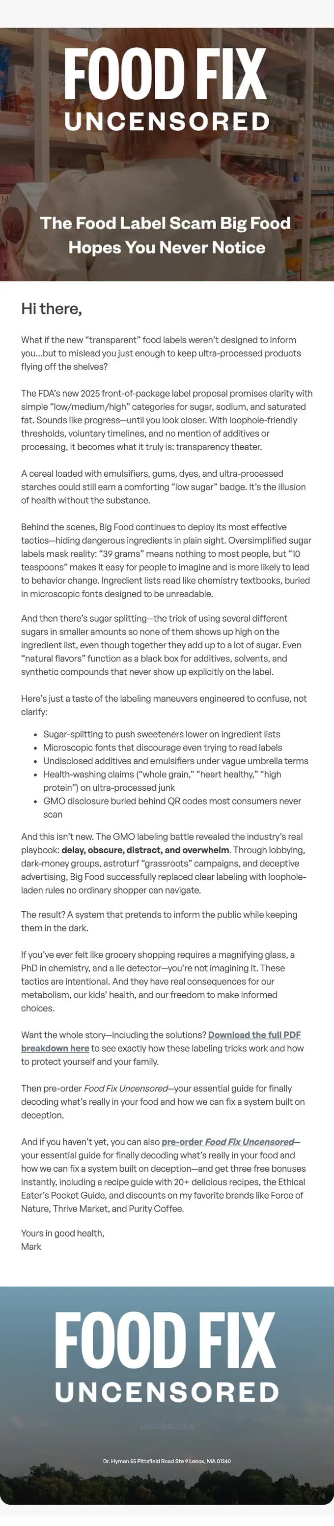 Dr. Mark Hyman newsletter email, full length
