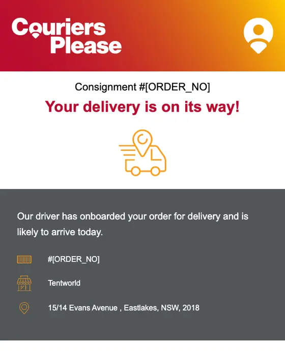 CouriersPlease shipping email