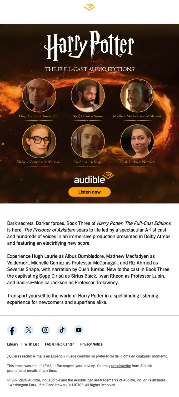 Audible.com product launch email, full length