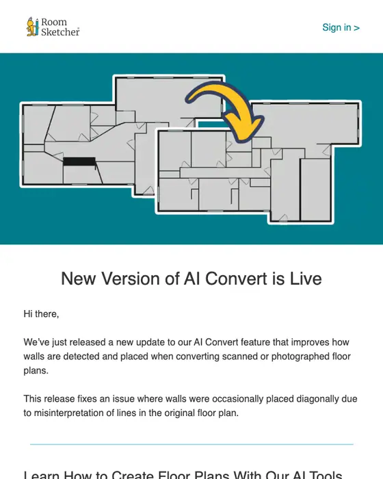 RoomSketcher product launch email