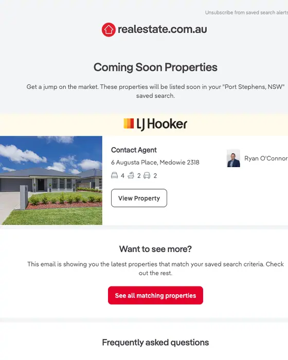 realestate.com.au job alert email