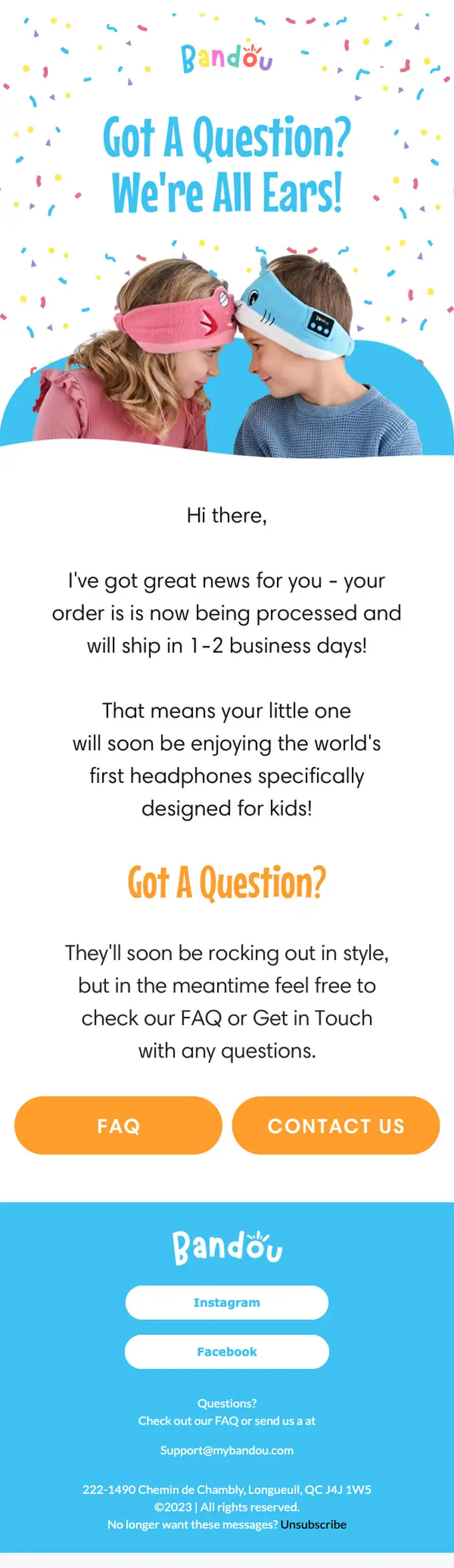 Bandou shipping email, full length