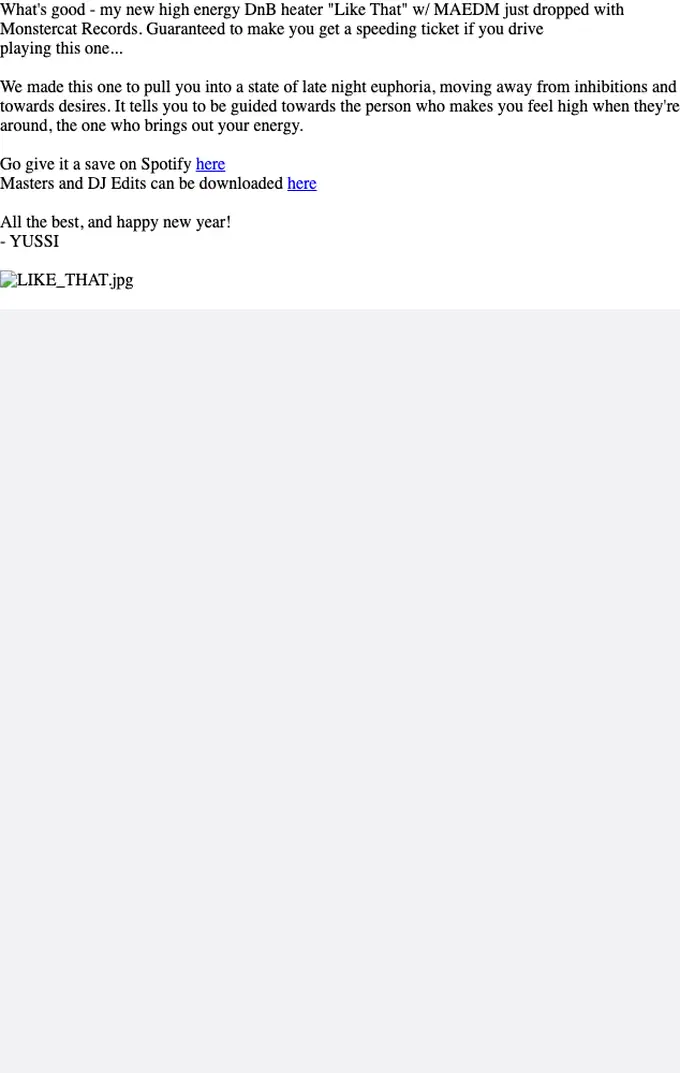 YUSSI product launch email, full length