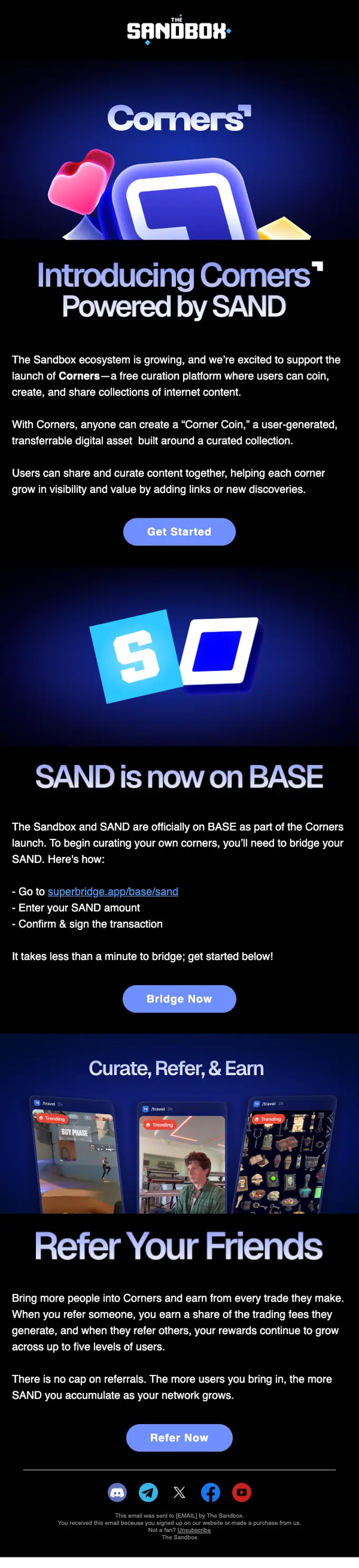The Sandbox product launch email, full length