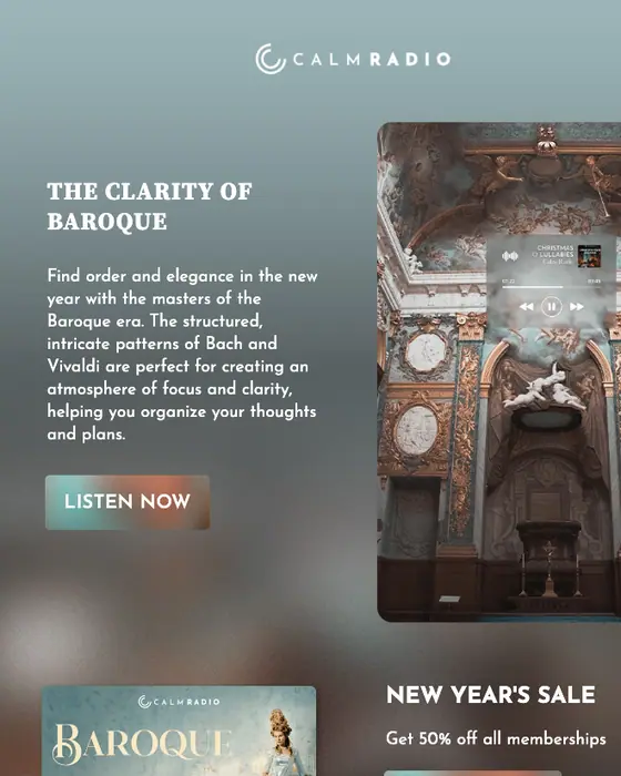 Calm Radio promotional email