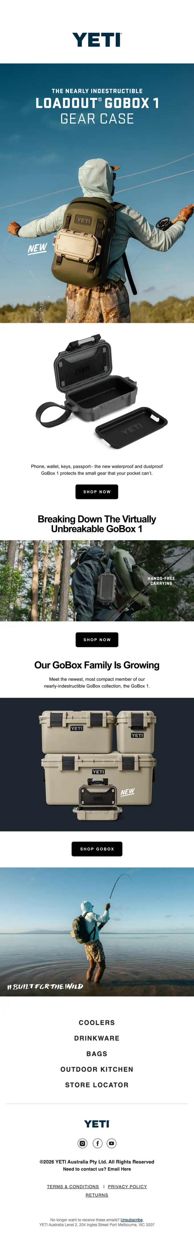 YETI product launch email, full length